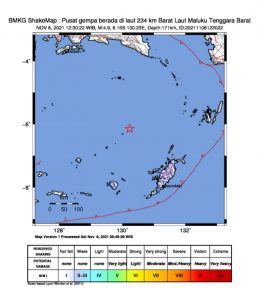 Gempa 5.0 Magnitudo  Maluku Tenggara Barat Terasa Hingga Bolmut