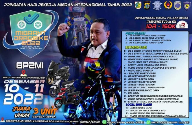 
 Pendaftaran Migrant Drag Bike Championship 2022 Resmi Dibuka