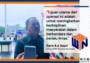 Ketua Dewan Provinsi Gorontalo, Paris Jusuf, Hadiri Apel Pagi Operasi Patuh Otanaha 2023