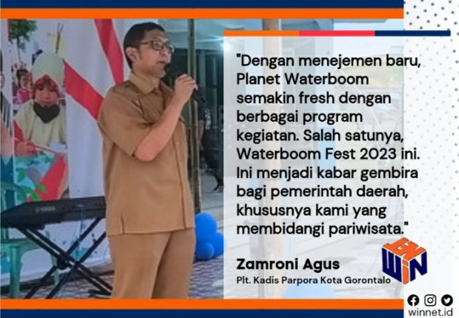 
 Mewakili Walikota, Plt. Kadis Paspora Kota Gorontalo, Zamroni Agus, Buka Secara Resmi Waterboom Fest 2023